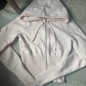 Light Pink Hooded Zip-Up Sweater (nwot) 🎀
